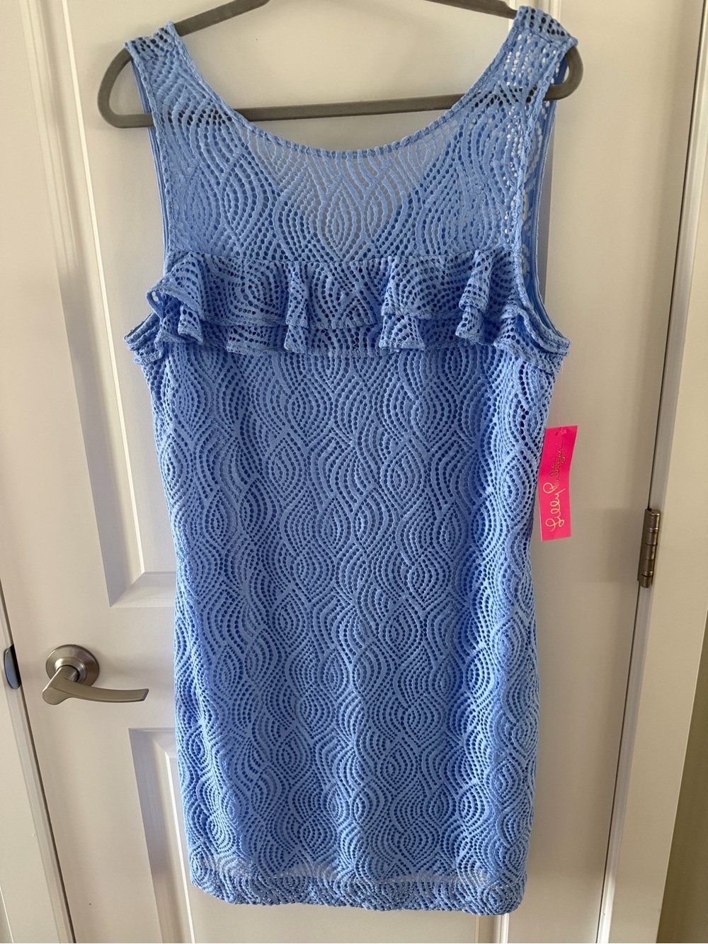 Lilly Pulitzer Powder Blue Lace Shift Dress with Pink Label